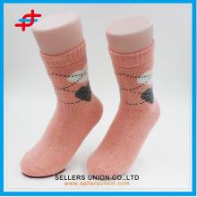 Angora wool new style coffee with cream-colored knitting casual warm socks for young